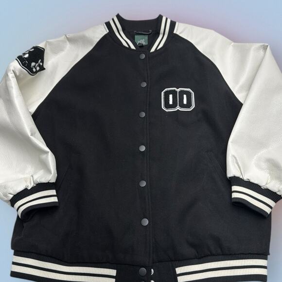 WILD FABLE Women’s Large Black White Varsity Bomber Jacket - Picture 1 of 7